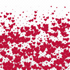 Red heart love confettis. Valentine's day gradient