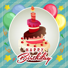 happy birthday card with cute candle cupcakes