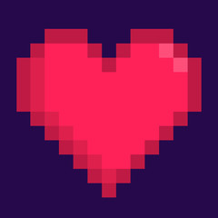 Obraz premium Heart pixel icon. Flat vector illustration isolated.