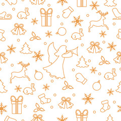 Happy New Year 2019 and Christmas seamless pattern