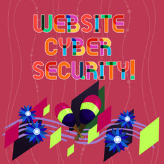 Handwriting text writing Website Cyber Security. Concept meaning protecting computer or data from unauthorized attacks Colorful Instrument Maracas Handmade Flowers and Curved Musical Staff