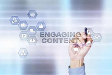 Engaging content on virtual screen. Digital marketing concept.