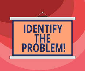 Text sign showing Identify The Problem. Conceptual photo diagnosing the situation and focus on the real problem Blank Portable Wall Hanged Projection Screen for Conference Presentation
