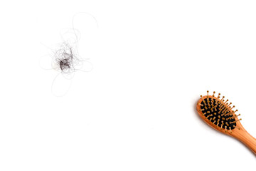 Hair loss, hair fall everyday serious problem, girl with a comb and problem hair.