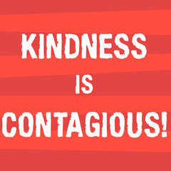 Handwriting text writing Kindness Is Contagious. Concept meaning it ignites the desire to reciprocate and pass it on Halftone Stripe photo Horizontal Lines Pattern in Alternate Color Space