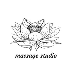 logi with lotus flower and text massage studio