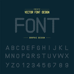 Dooted Font and alphabet vector, Typeface letter and number design, Graphic text on background