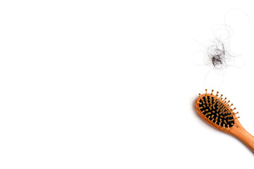 Hair loss, hair fall everyday serious problem, girl with a comb and problem hair.