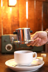 BREWING COFFEE USING VIETNAMESE COFFEE DRIP