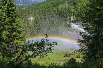 View Alpine inspiring Krimml waterfall in mountains