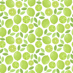 Seamless vector pattern with cute limes.