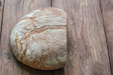 rye bread on wooden background