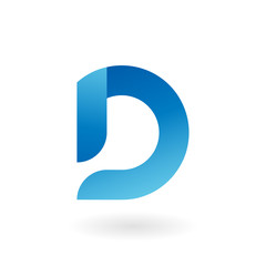 D letter blue flat vector logo template