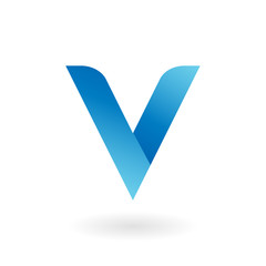 V letter blue flat vector logo template