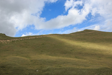 Closeup view mountains scenes in national park Dombai, Caucasus, Russia, Europe