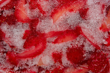 Blurred Abstract Background. Frozen Strawberry Background. Abstract Red Background.  