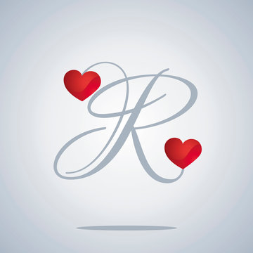 R alphabet letter logo icon with love heart Vector Image