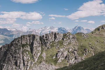 View closeup mountains scenes, route great Aletsch Glacier