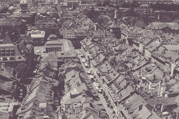 Aerial view of historic Bern city center from Bern Minster, Switzerland, Europe