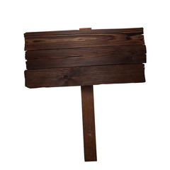 Wooden sign, isolated on white background