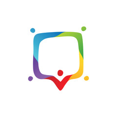 people family together human unity chat bubble logo vector icon