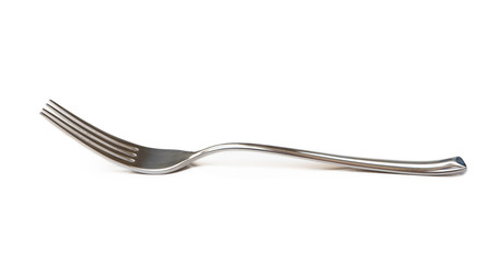 Glossy cutlery, fork, knife isolated on white background