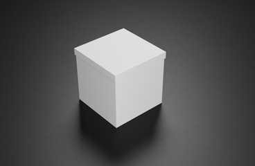 Square box on a black background. 3D render.