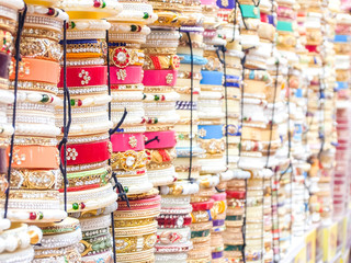Fototapeta na wymiar Bracelets on indian market, Jodhpur, India