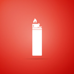 Lighter icon isolated on red background. Flat design. Vector Illustration