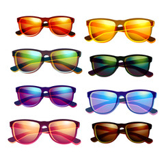 set of colorful sunglasses