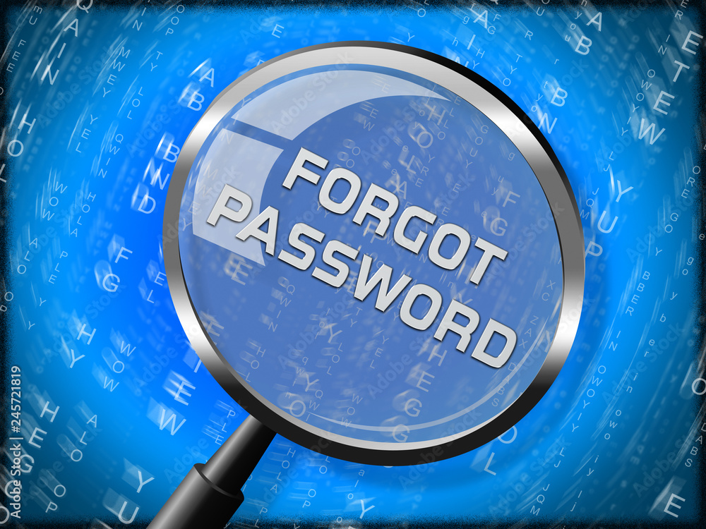 Poster forgot password magnifier shows login authentication invalid - 3d illustration