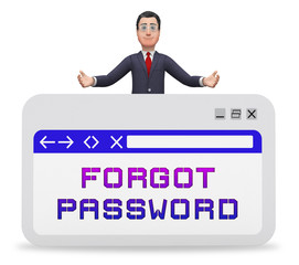 Forgot Password Webpage Shows Login Authentication Invalid - 3d Illustration
