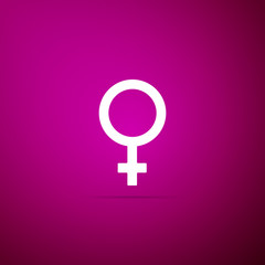 Female gender symbol icon isolated on purple background. Venus symbol. The symbol for a female organism or woman. Flat design. Vector Illustration