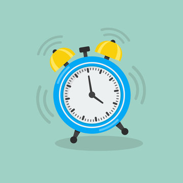 Alarm clock in flat style. Vector illustration