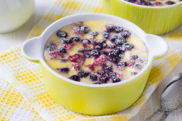 Raspberry and blueberry casserole