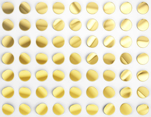 Gold confetti on white background, 3d illustration.