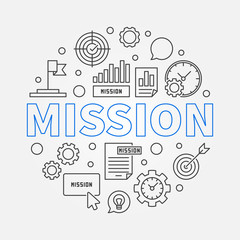 Mission vector round concept minimal business illustration in thin line style