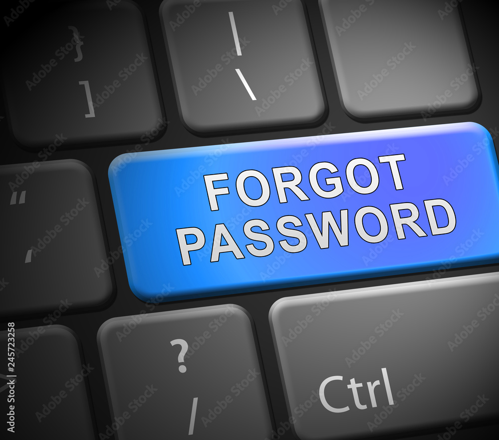 Poster forgot password key shows login authentication invalid - 3d illustration