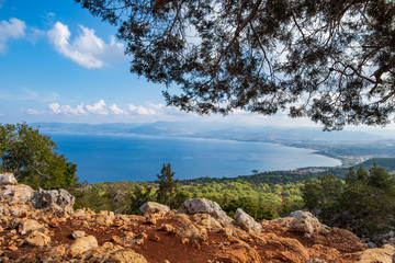 The Mediterranean Sea from Aphrodite hiking trail in Akamas, Cyprus