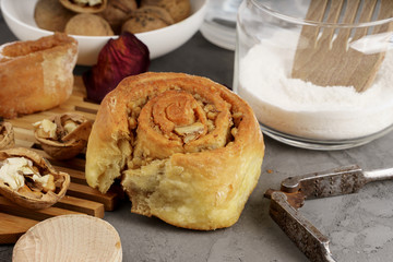 Home baked swirled buns, pastry menu