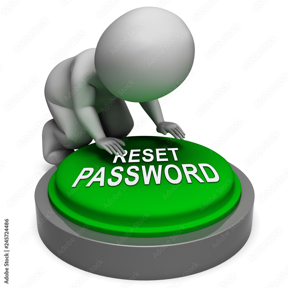 Aufkleber reset password button to redo security of pc - 3d illustration