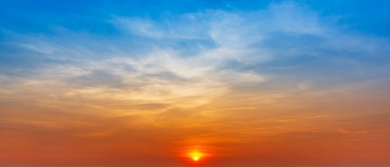 Naklejka na ściany i meble Panorama sky with sun morning or evening time
