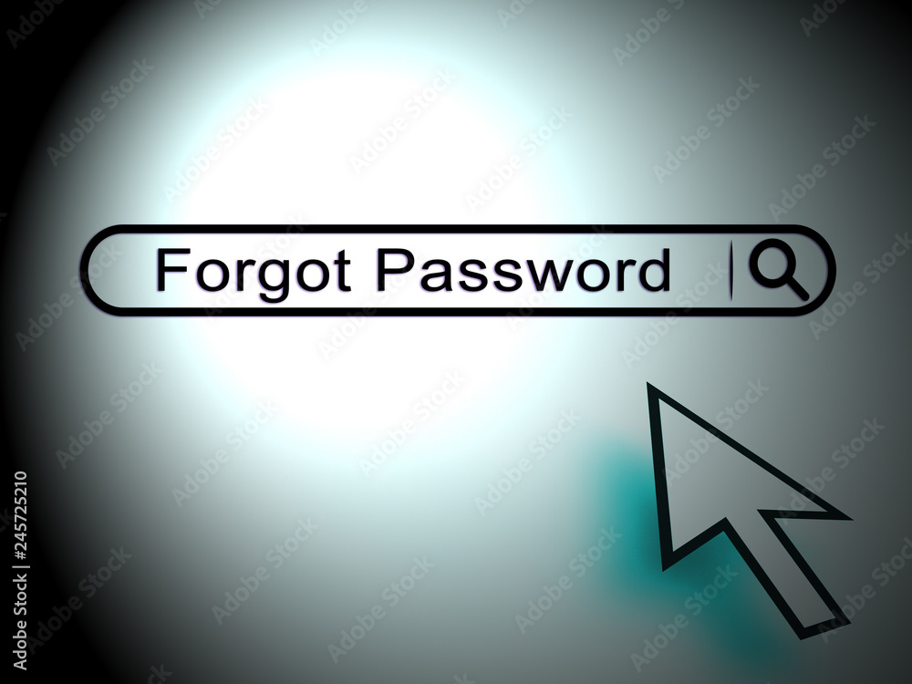 Poster forgot password search shows login authentication invalid - 3d illustration