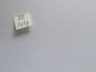 July 20, calendar date sticky note