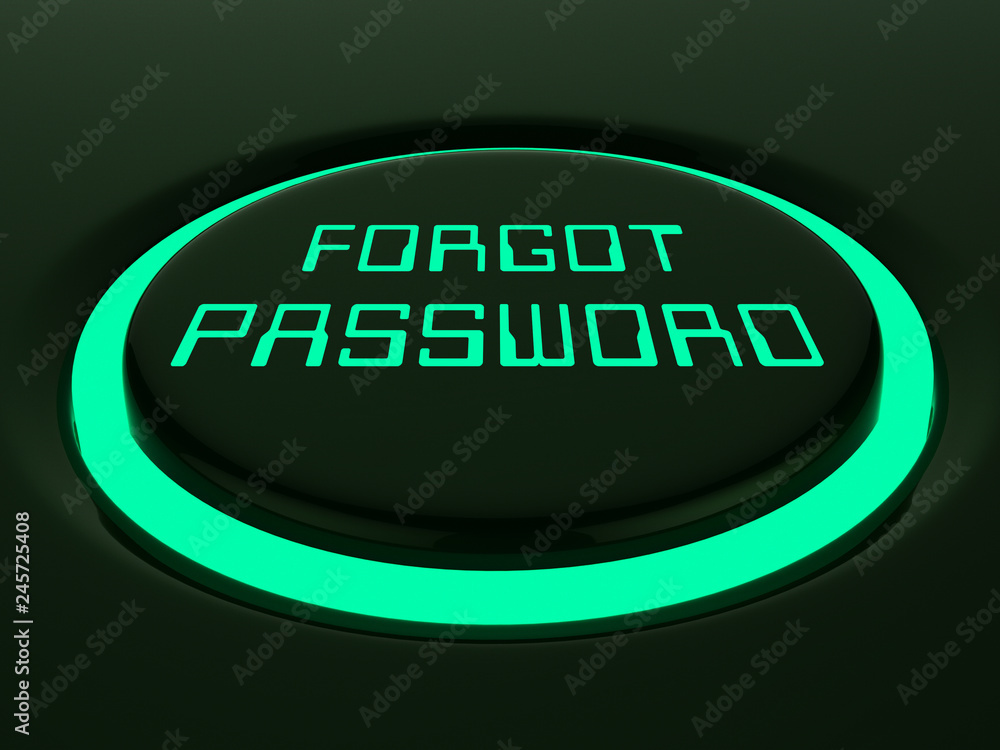 Aufkleber forgot password button shows login authentication invalid - 3d illustration
