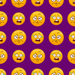 Fototapeta premium Seamless pattern with cartoon cute smiley face