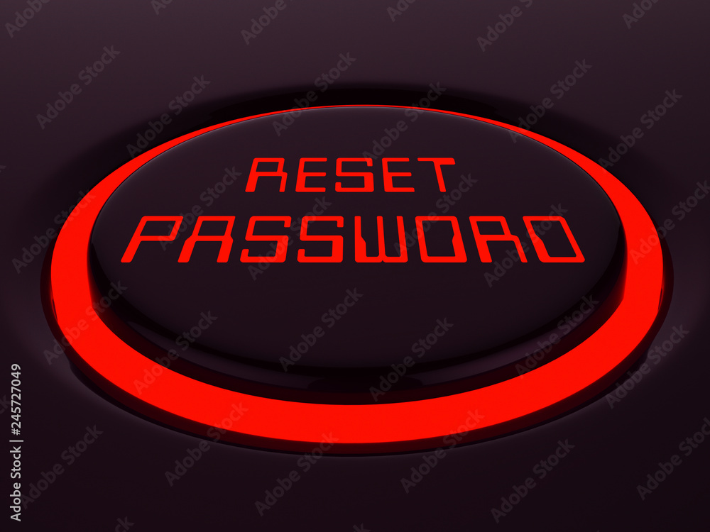 Poster reset password button to redo security of pc - 3d illustration
