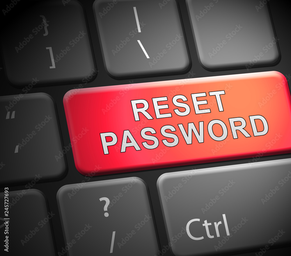 Aufkleber reset password keyboard key to redo security of pc - 3d illustration