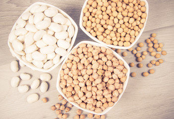 Vegetable protein, legume seeds. Conception of healthy eating.