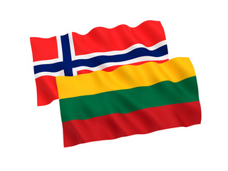 Flags of Norway and Lithuania on a white background